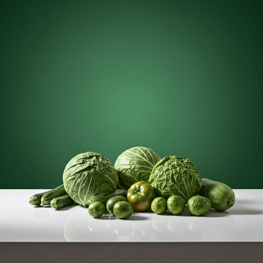 Fresh green vegetables on a white table